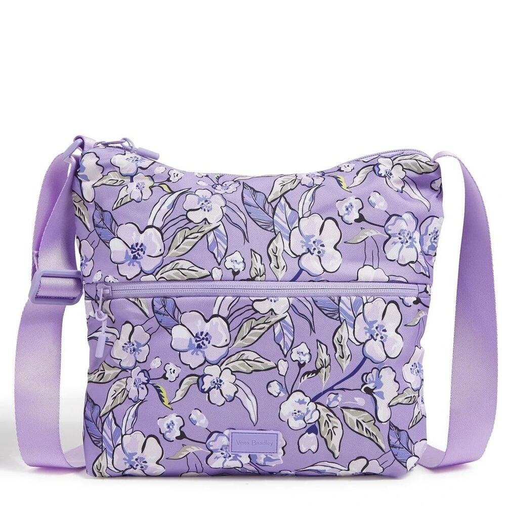 Vera Bradley Lighten UP Crossbody Hipster Bag Wild Roses Lavender Purse